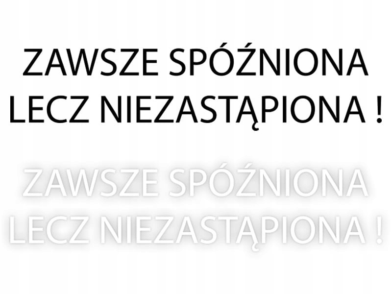ZAWSZE SPÓŹNIONA LECZ NIEZASTĄPIONA - Naklejka na samochód na auto KOLOR