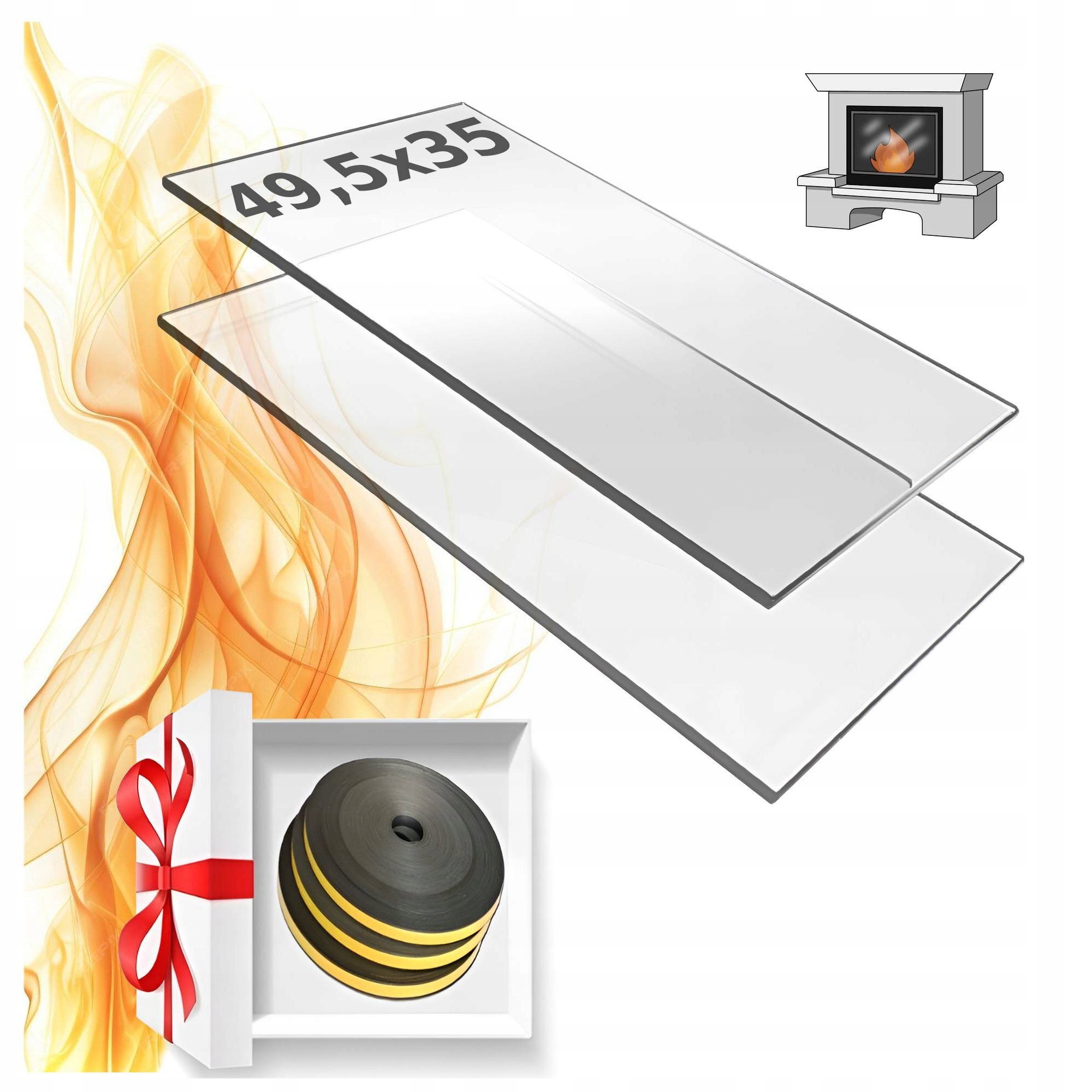 Sklo Do Krbu Rozměr 49,5x35 Sklo 4 MM 800 Stupňů Bonus