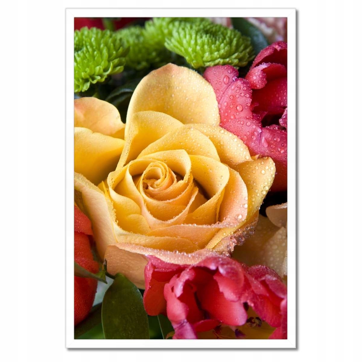 Plakáty v rámu 40x60 Kytice tulipánů s růží