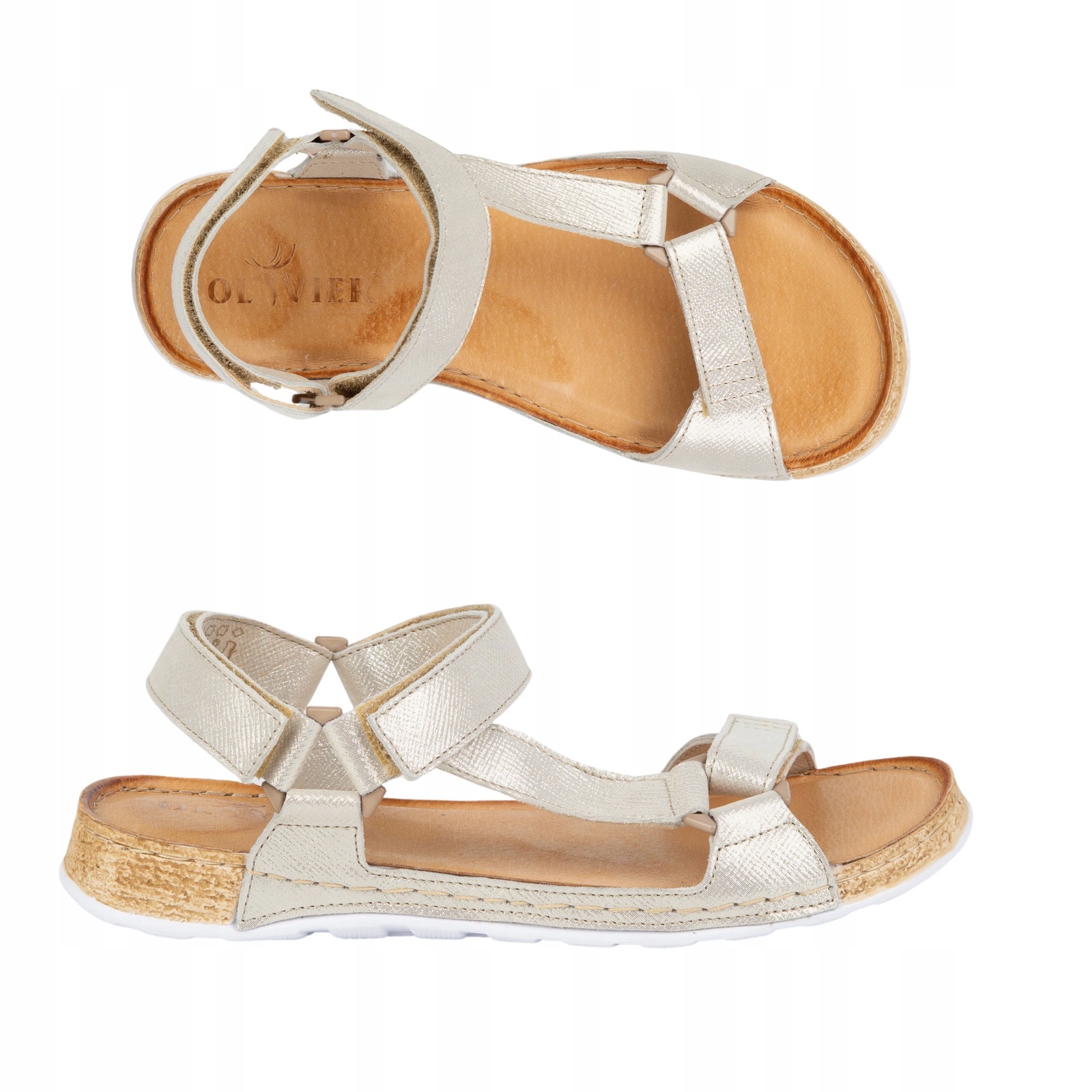 Dámské barefootové sandály Kallia kožené, zlaté, velikost 36