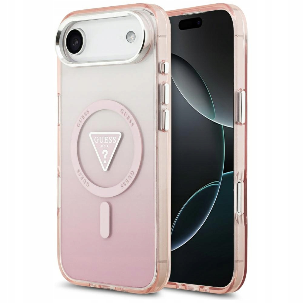 Pouzdro Guess IML Gradient Triangle Logo MagSafe pro iPhone Air růžové