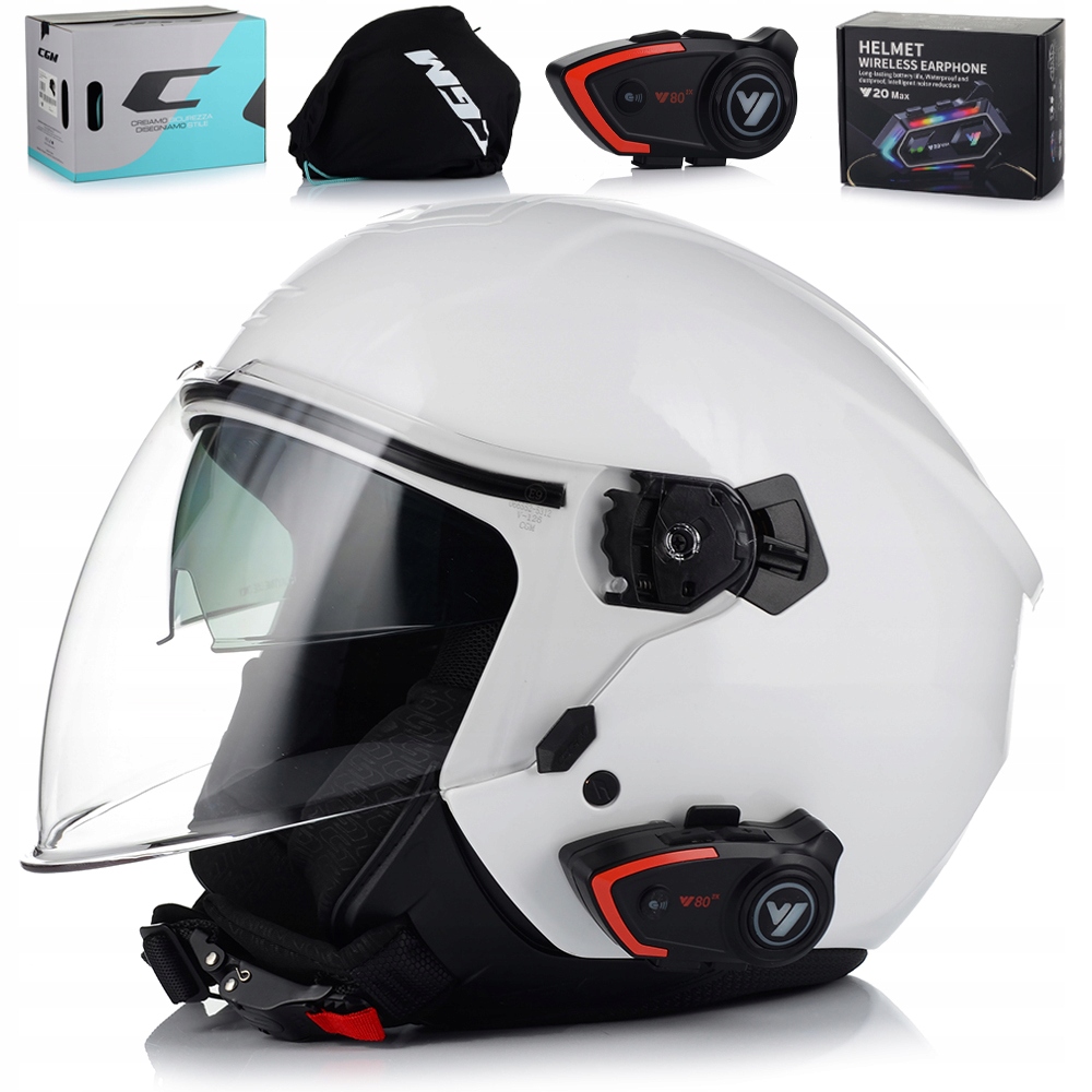 Motocyklová Prilba Cgm 126A Otvorený Skúter Chopper Clona Interkom