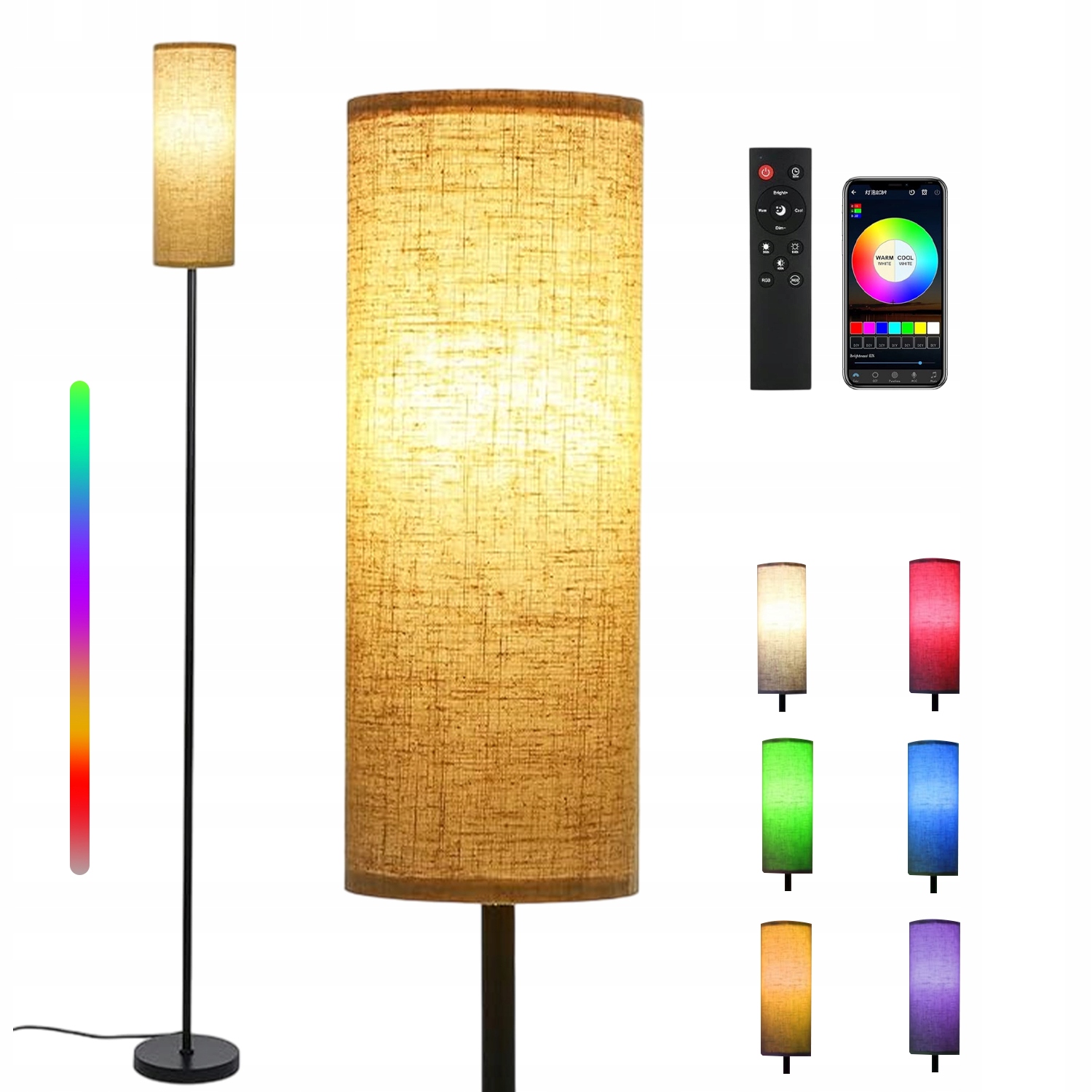 Lampa Podlahová Stojící Lampa Rgb E27 173 CM Loft Na Čtení Kovová