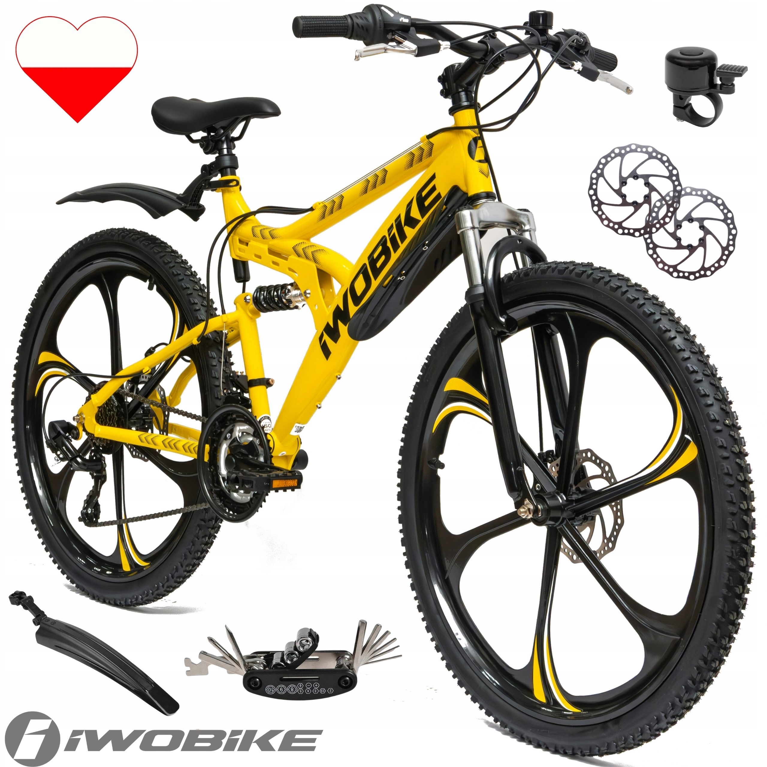 Rower Męski Damski Górski Koła 26 Mtb Shimano Iwobike 2025 Full Amory Felgi