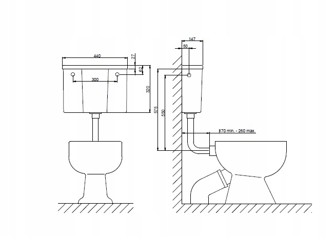 Dolnopłuk spłuczka wc 95 K Inter-Sano START-STOP Linia HYDROERA