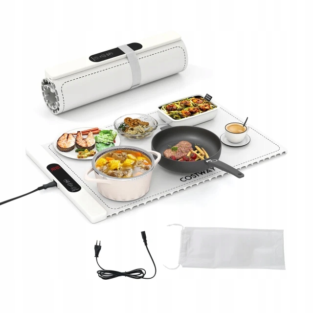 Elektryczna mata grzewcza do potraw 260W Costway podgrzewacz, biały