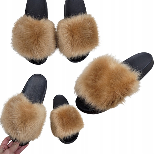 

Klapki z futerkiem papucie buty Beżowe rozm 36-41