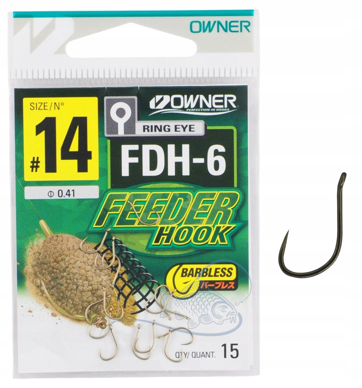 Nr 14 Haczyki Owner Method Feeder Hook FDH-6 Kuty Hi-carbon bezzadziorowe
