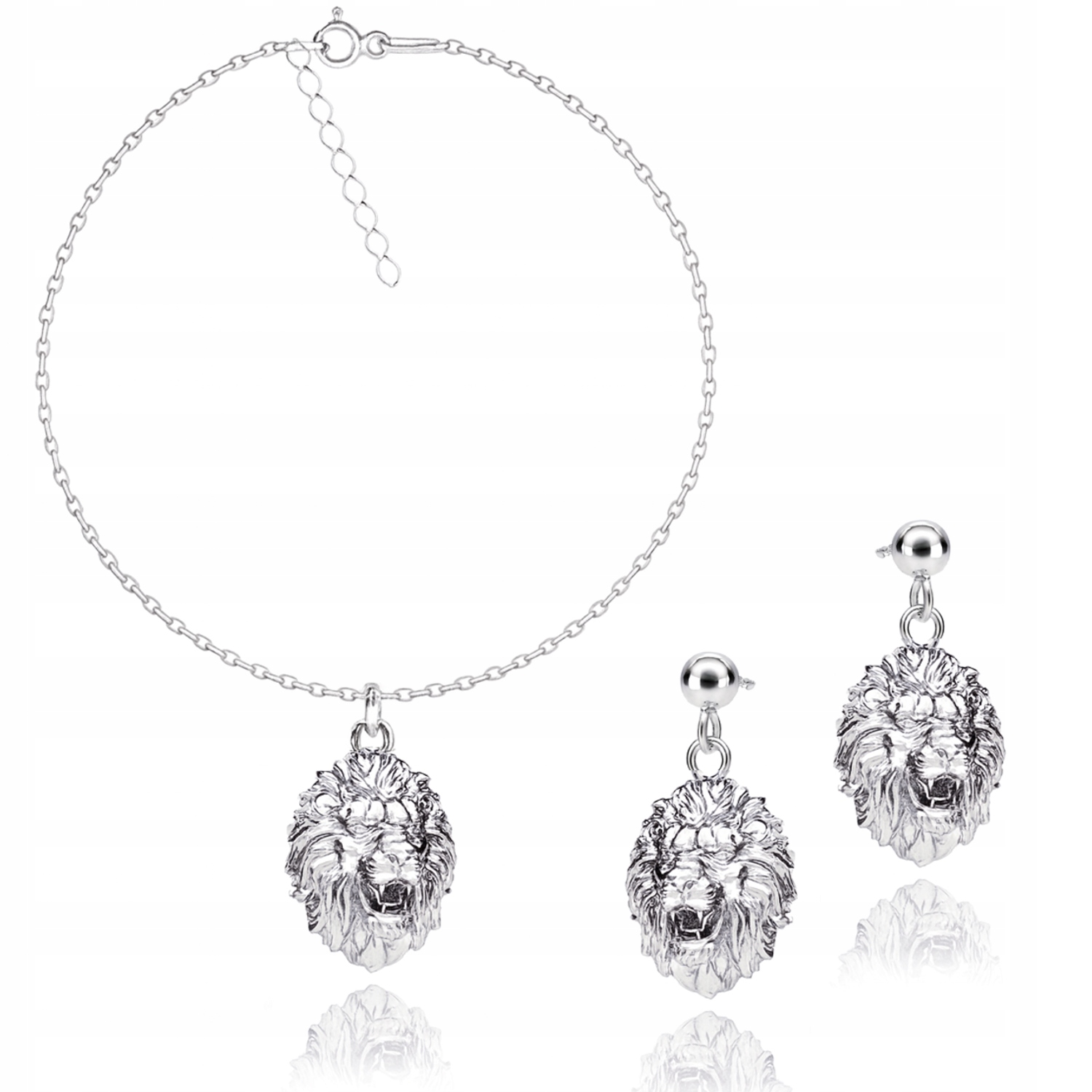 Lev Velká Hlava Lva Sada šperků ankr stříbro 925