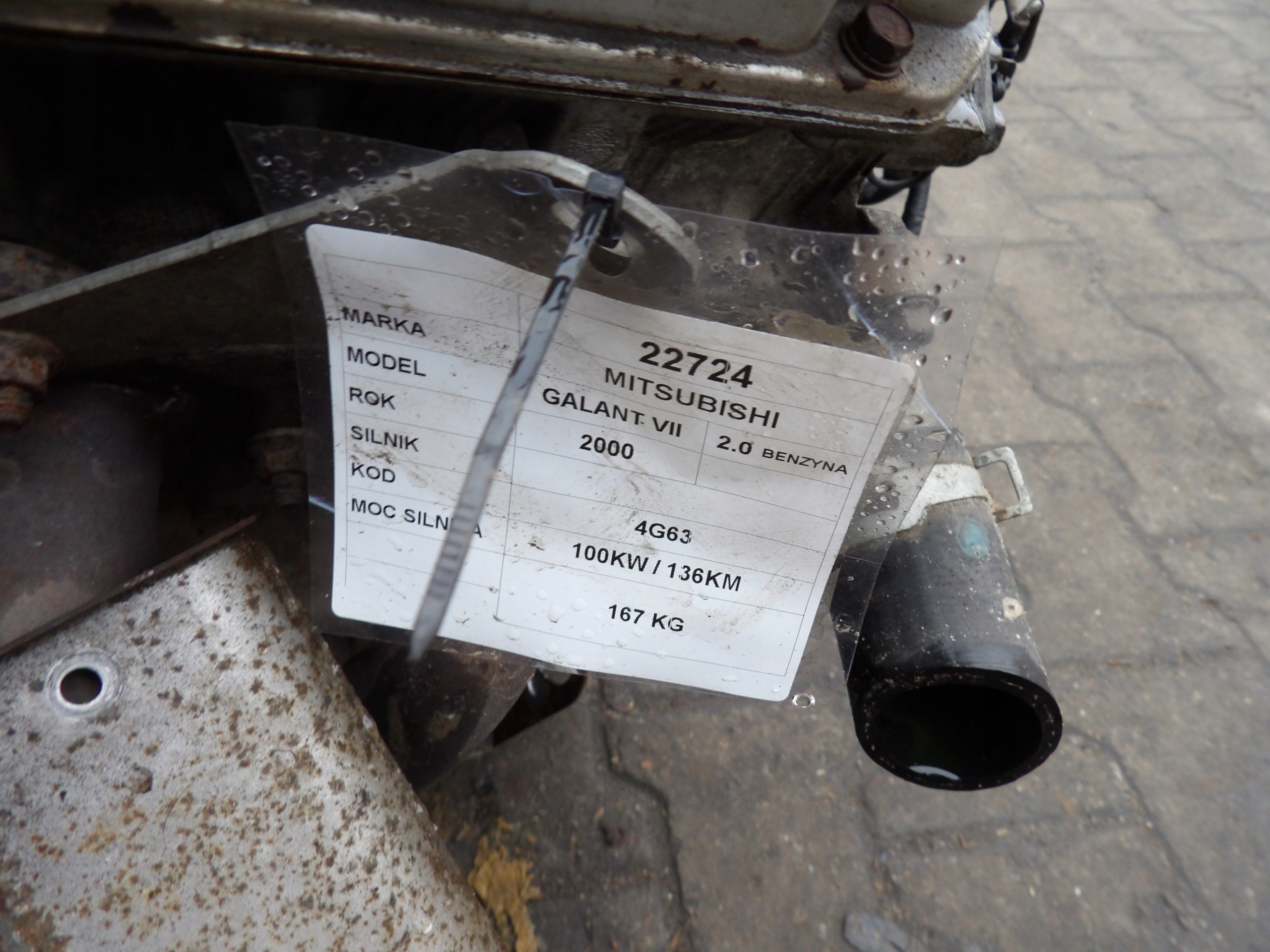 Mitsubishi Galant VII 2,0B 100KW 136KM engine complete 4G63