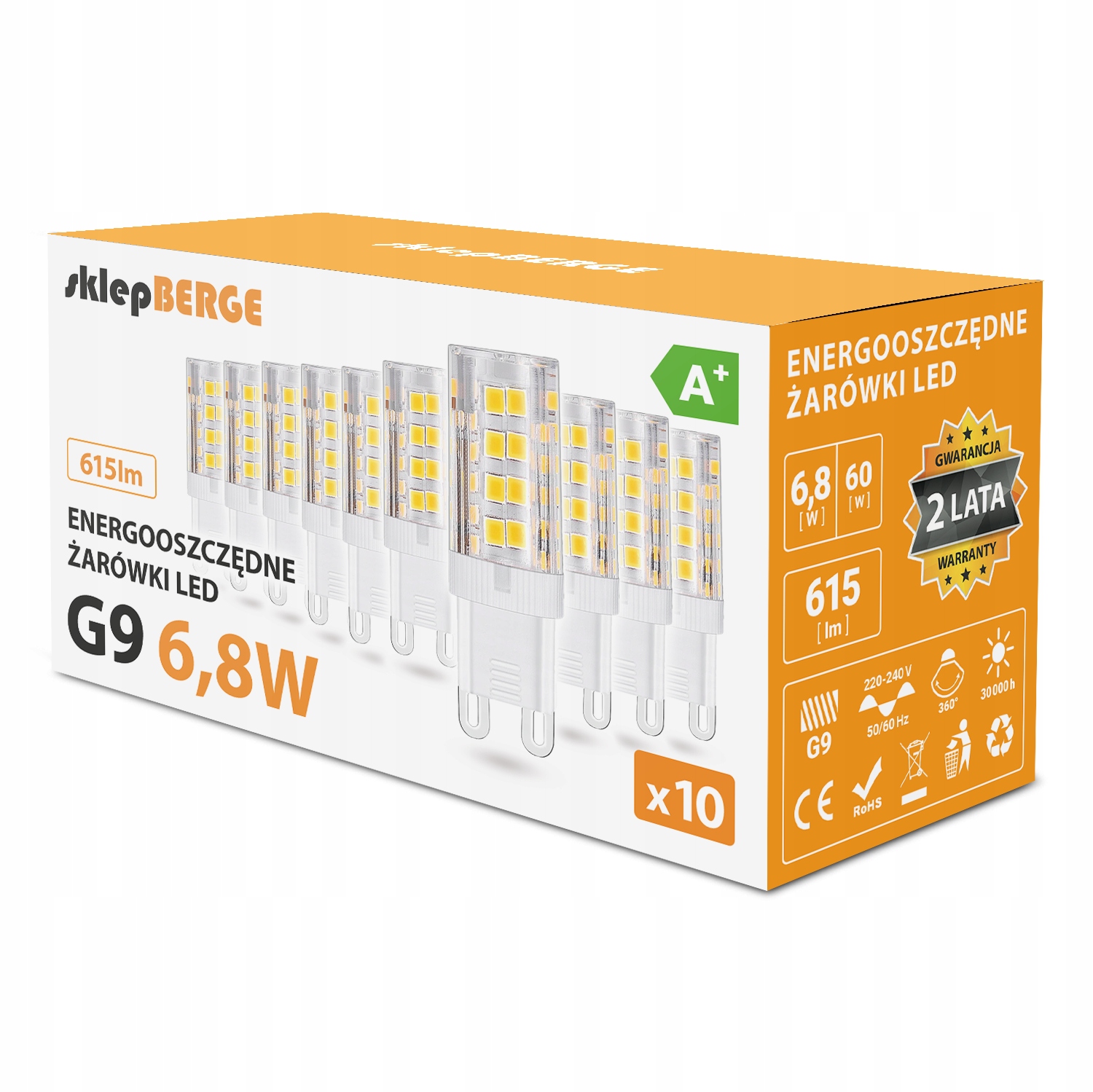 

10x Żarówka Led G9 6,8W=60W 600lm 3 Berge