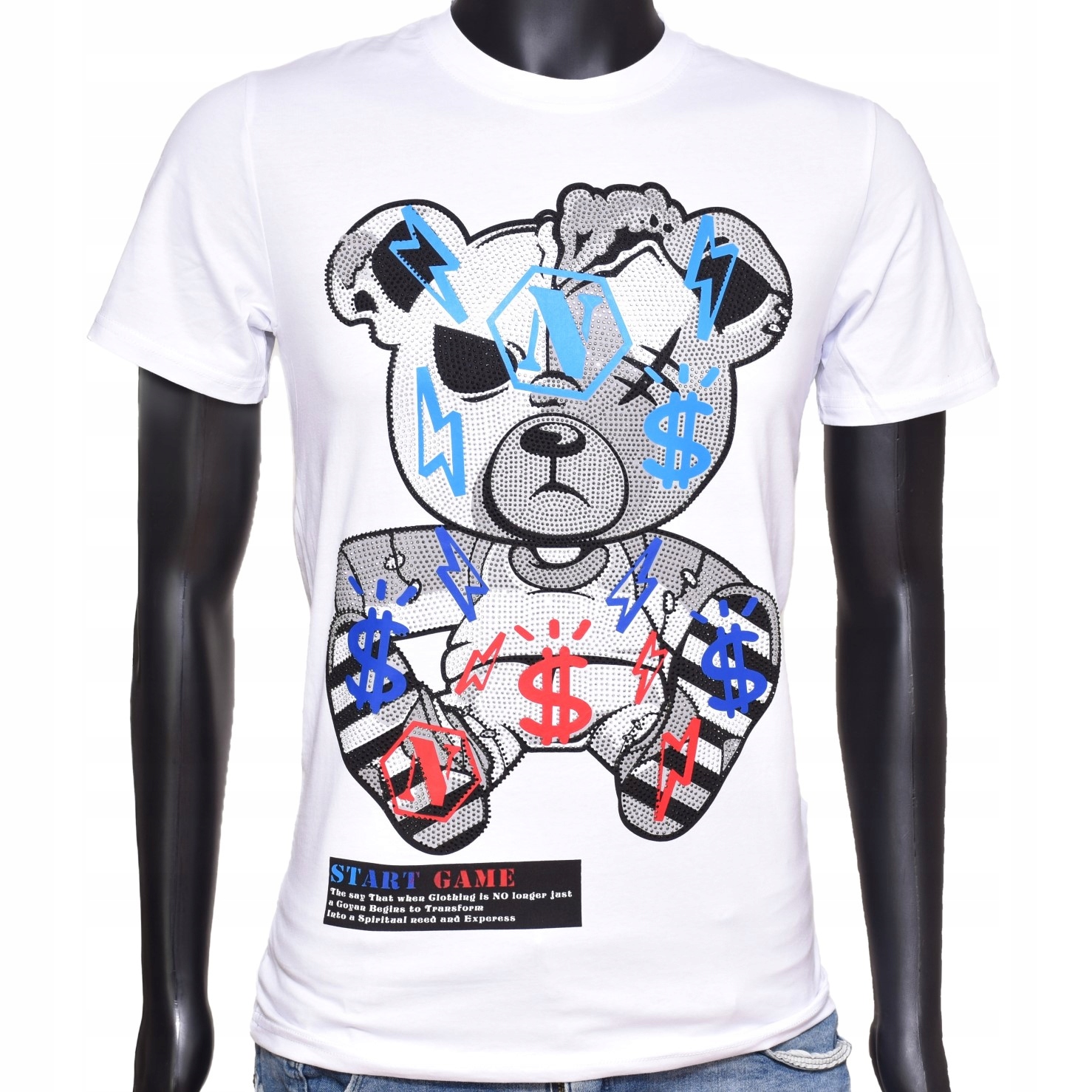 

T-shirt Biała Koszulka Błyszcząca Teddy Miś XL