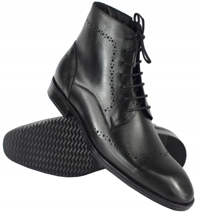 BUTY SZTYBLETY MĘSKIE SKÓRA CZARNE 41 27,5 cm PAN
