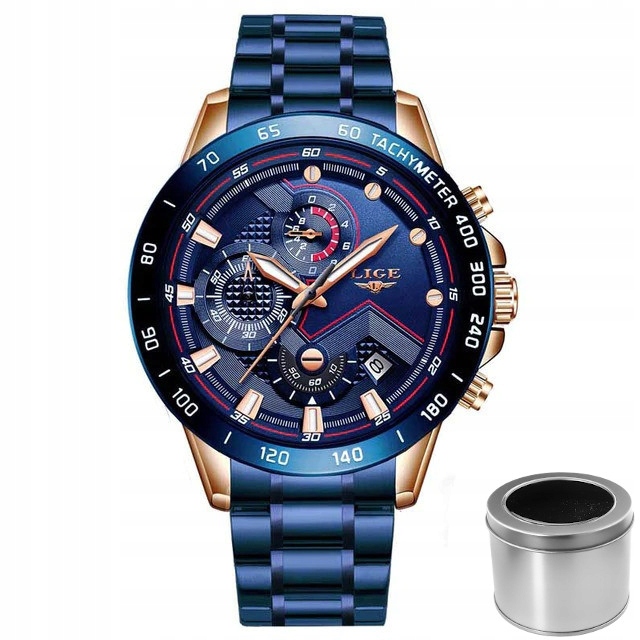 

Lige Zegarek Męski Chronograf 5 Kolorów + Pudełko