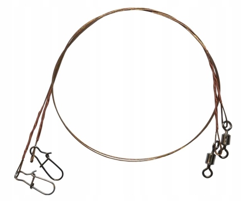 Przypon stalowy 1 x 19 wytrzymałość 12,0 kg krętlik agrafka 30 cm