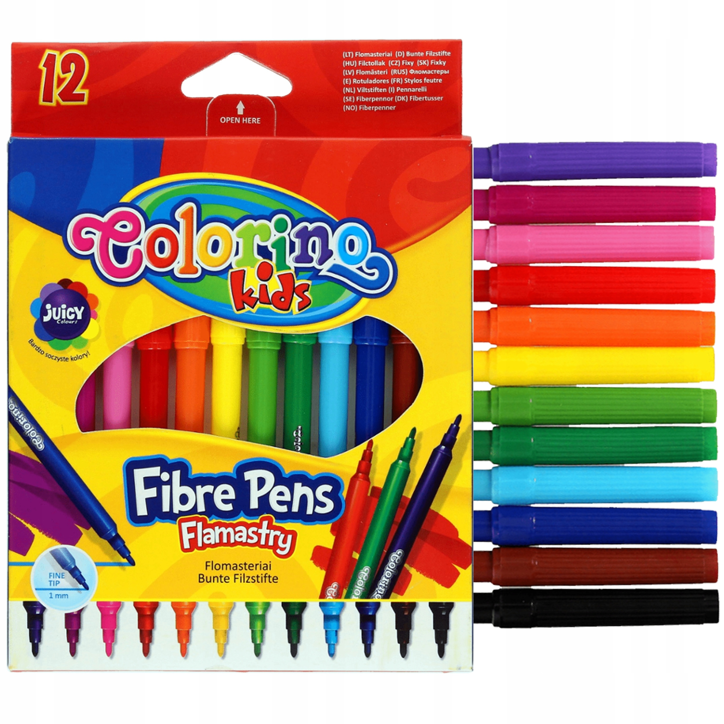 FLAMASTRY MAZAKI SZKOLNE 12 KOLORÓW COLORINO KIDS