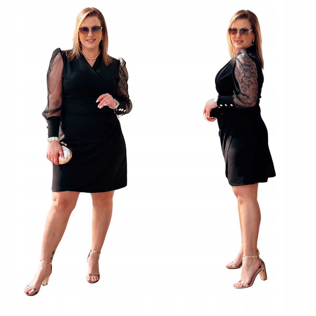 Šaty Midi Velké velikosti Plus Size Dámská Cavaricci Síťovina Černá