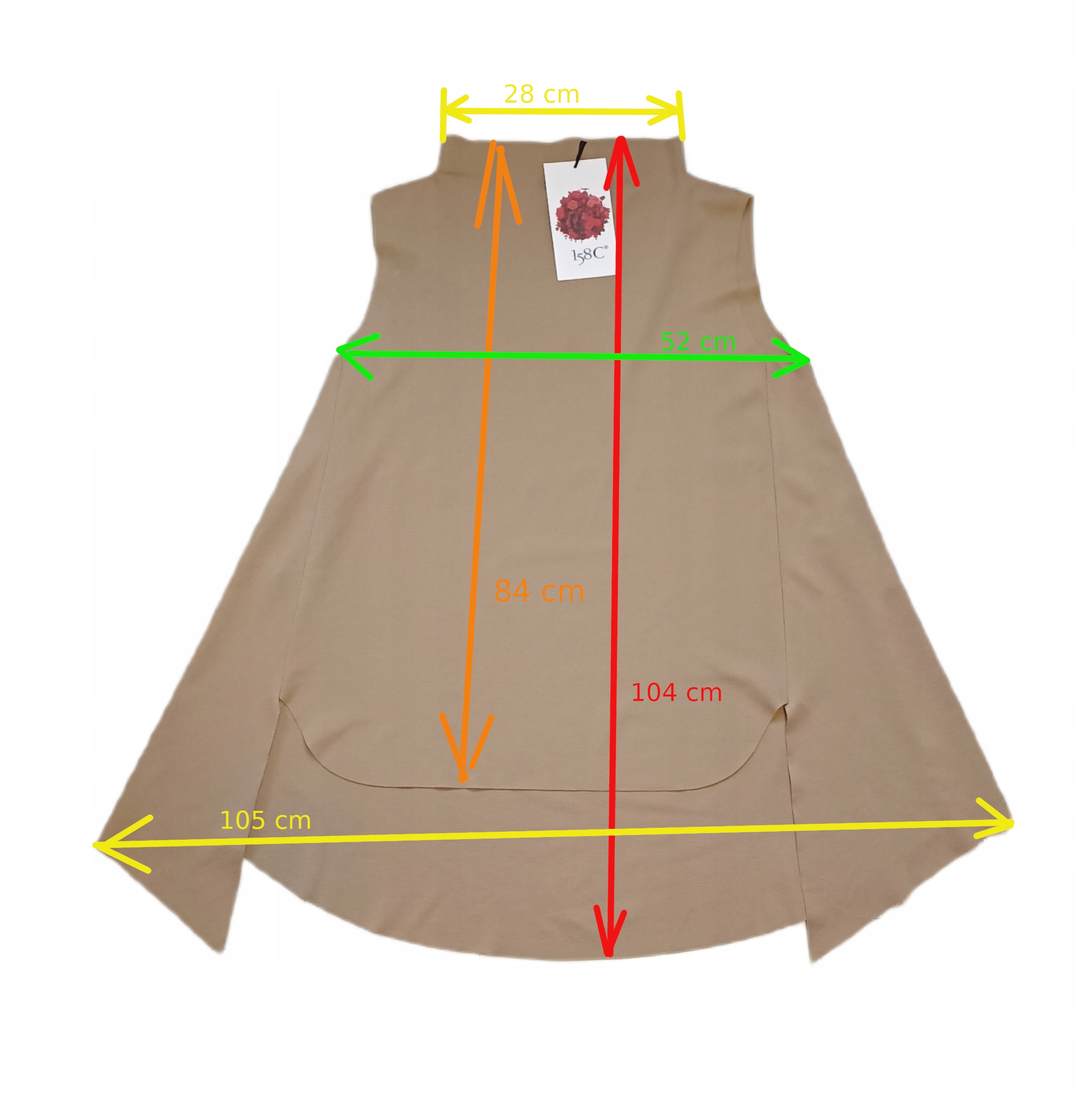 WŁOSKA TUNIKA STYL WENDY TRENDY WRZOS ASYMETRYCZNA 158C duża do 120 biust Rękaw bez rękawów