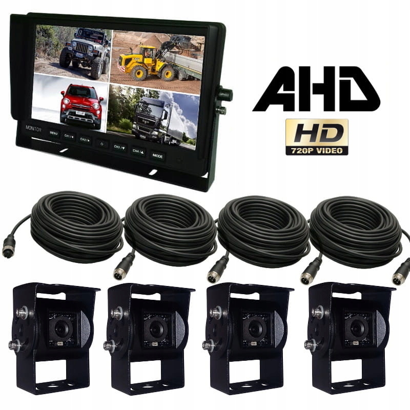 Zestaw Monitor 10 AHD 4 x kamera 720P QUAD KABLE