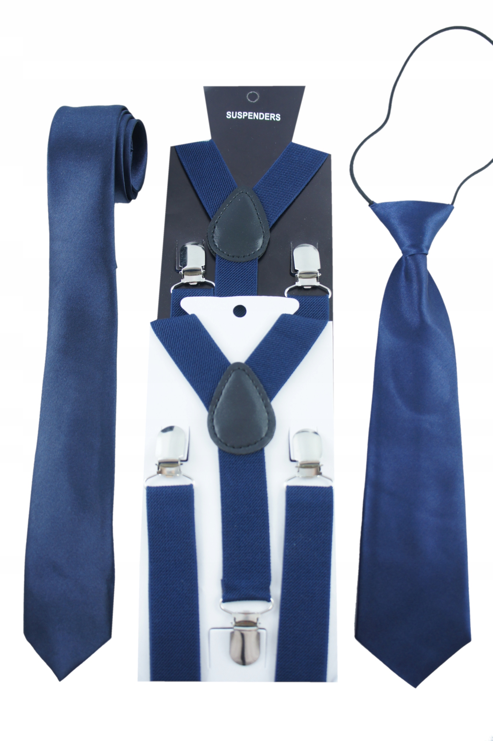 GRANATOWY krawat gładki dziecięcy R.uniwer 1-10l Odcień granatowy