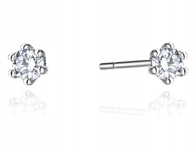 Zlaté náušnice 585 Brilianty V Košíčku 0,40 g s diamanty na tyčince 14k