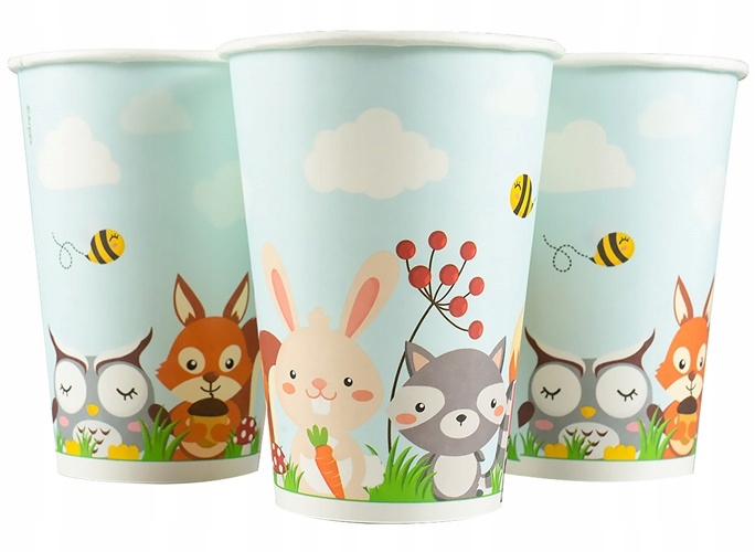 KUBECZKI PAPIEROWE JEDNORAZOWE URODZINY ZWIERZĘTA Typ produktu jednorazowy