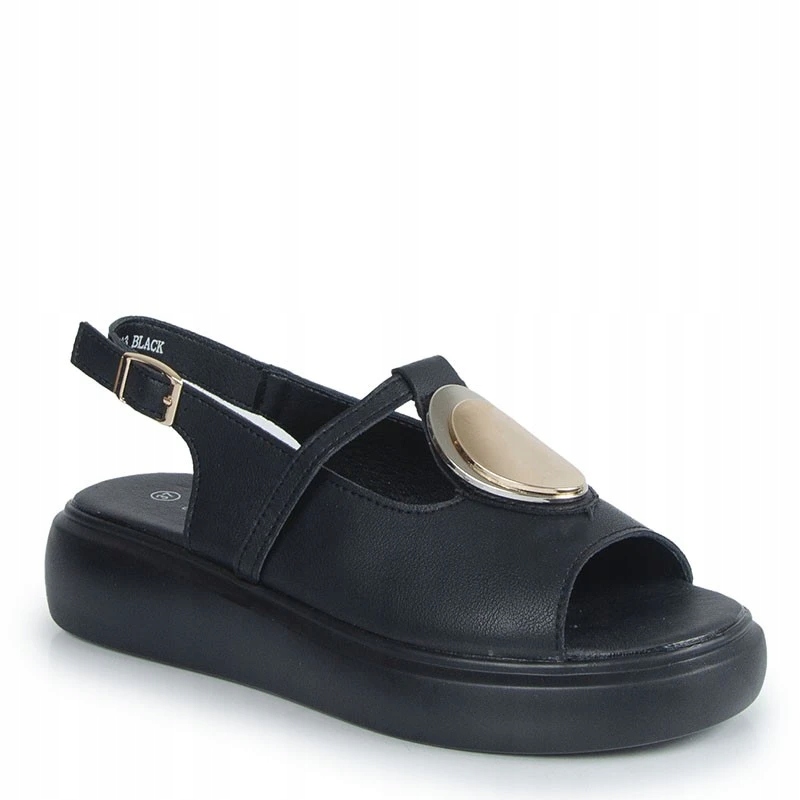 S.barski GR51-603 Černé Sandály Z Kůže Vel. 37