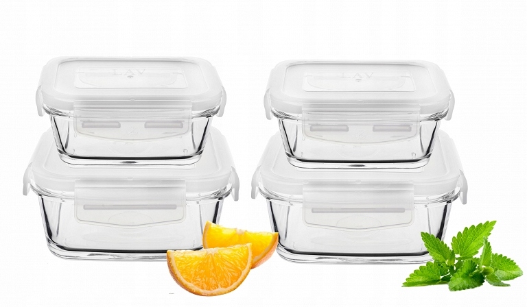 

Pojemniki Lunchbox z przykrywką na sałatkę 4szt