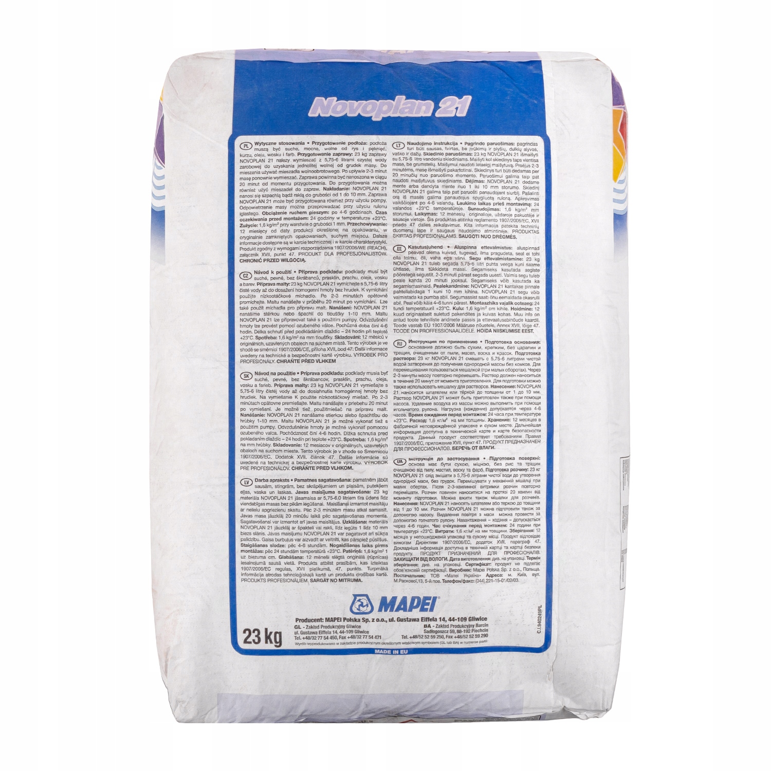 Masa samopoziomująca MAPEI Novoplan 21 23kg Pojemność 23 l