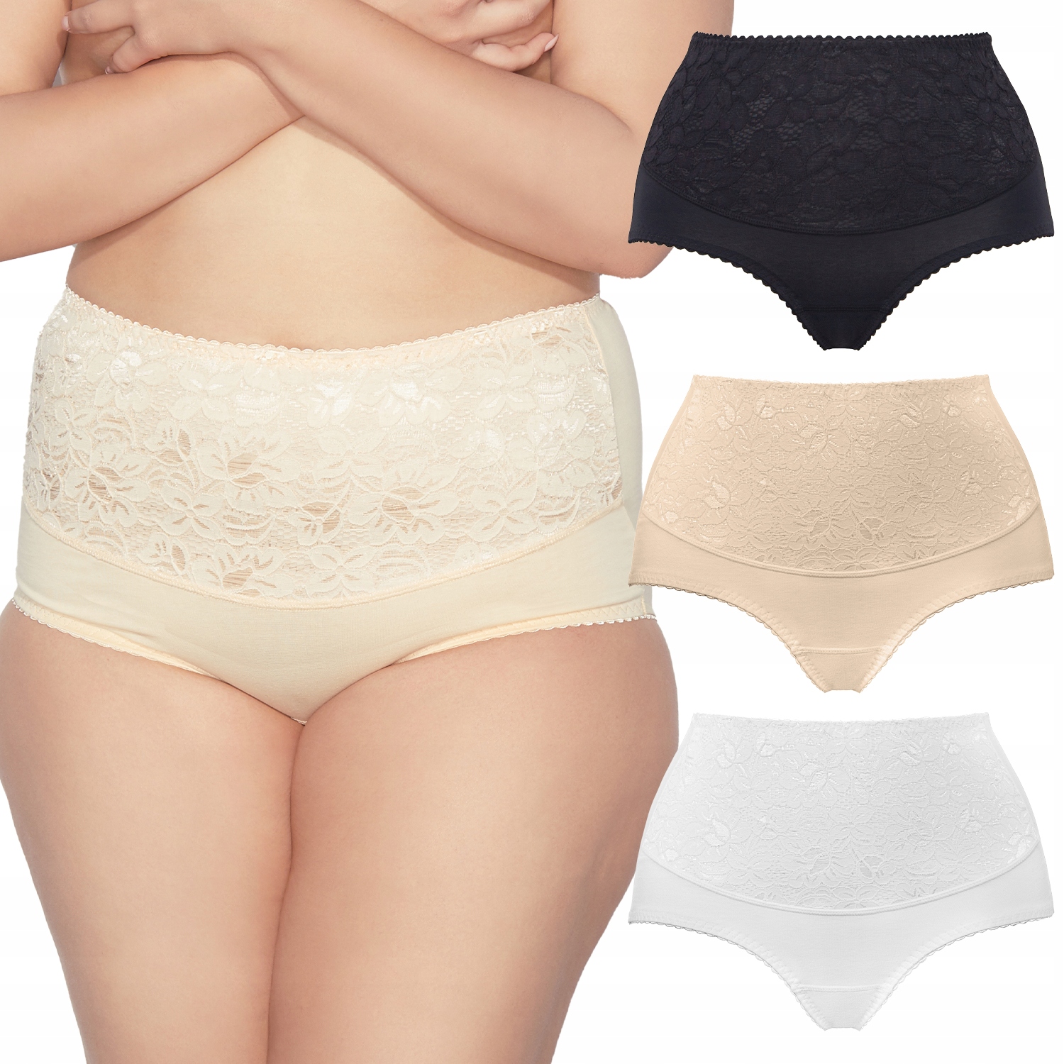 Mitex Ala Maxi 3-balení mix barev Krajkové kalhotky 3XL Kalhotky Modelující