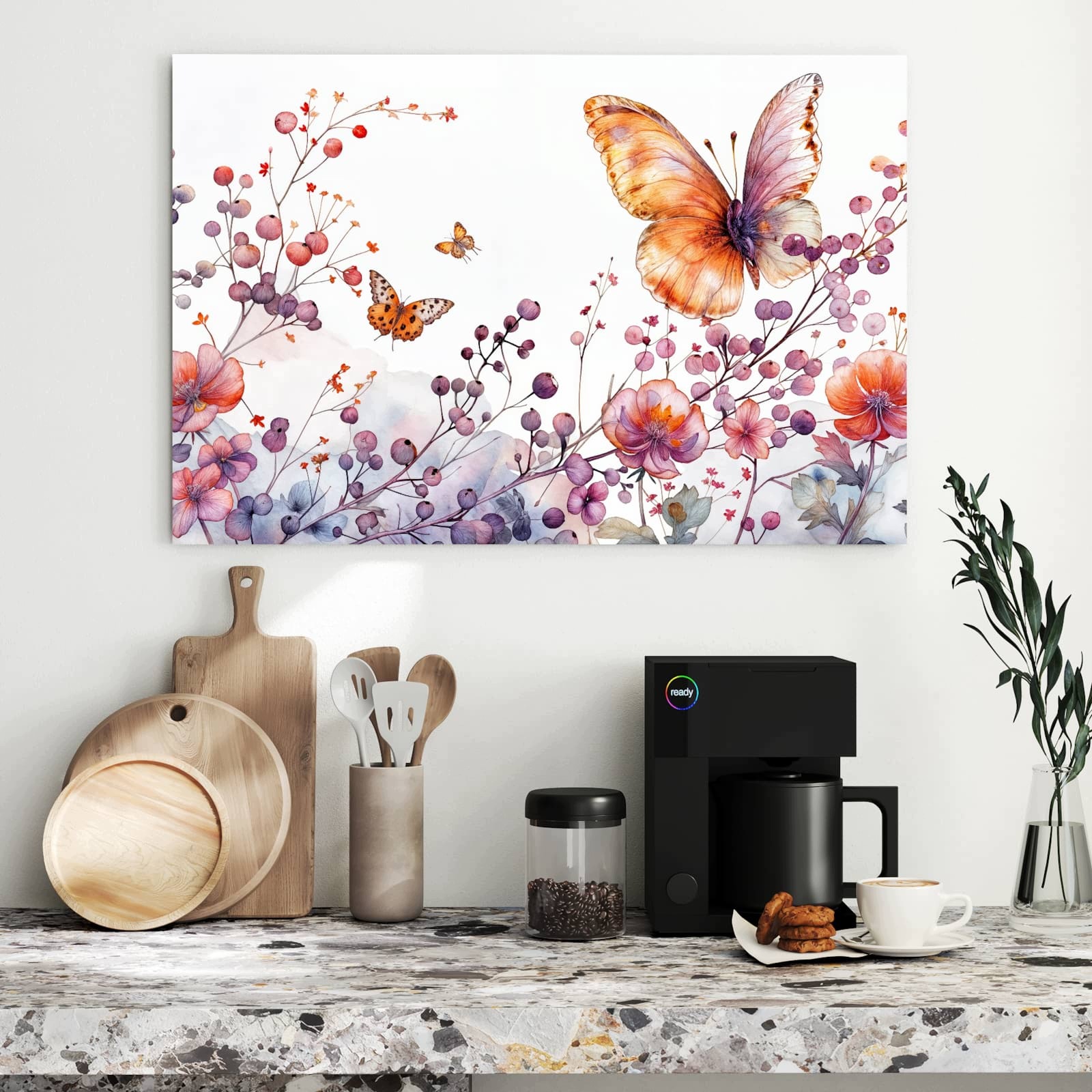 Magnetická tabule Květiny Motýli 90 × 60 cm