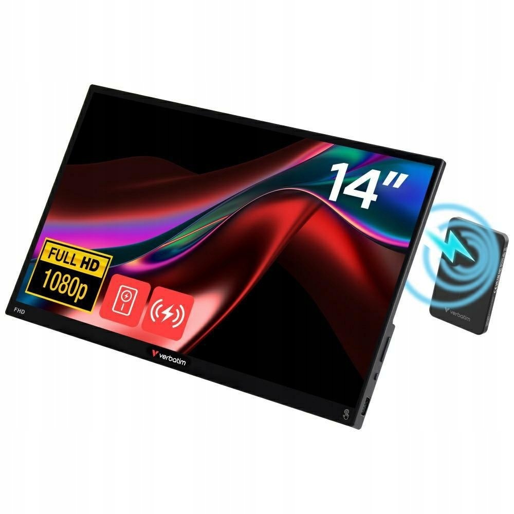 Monitor przenośny dotykowy Verbatim Light 14" Fhd z powerbankiem 5000m
