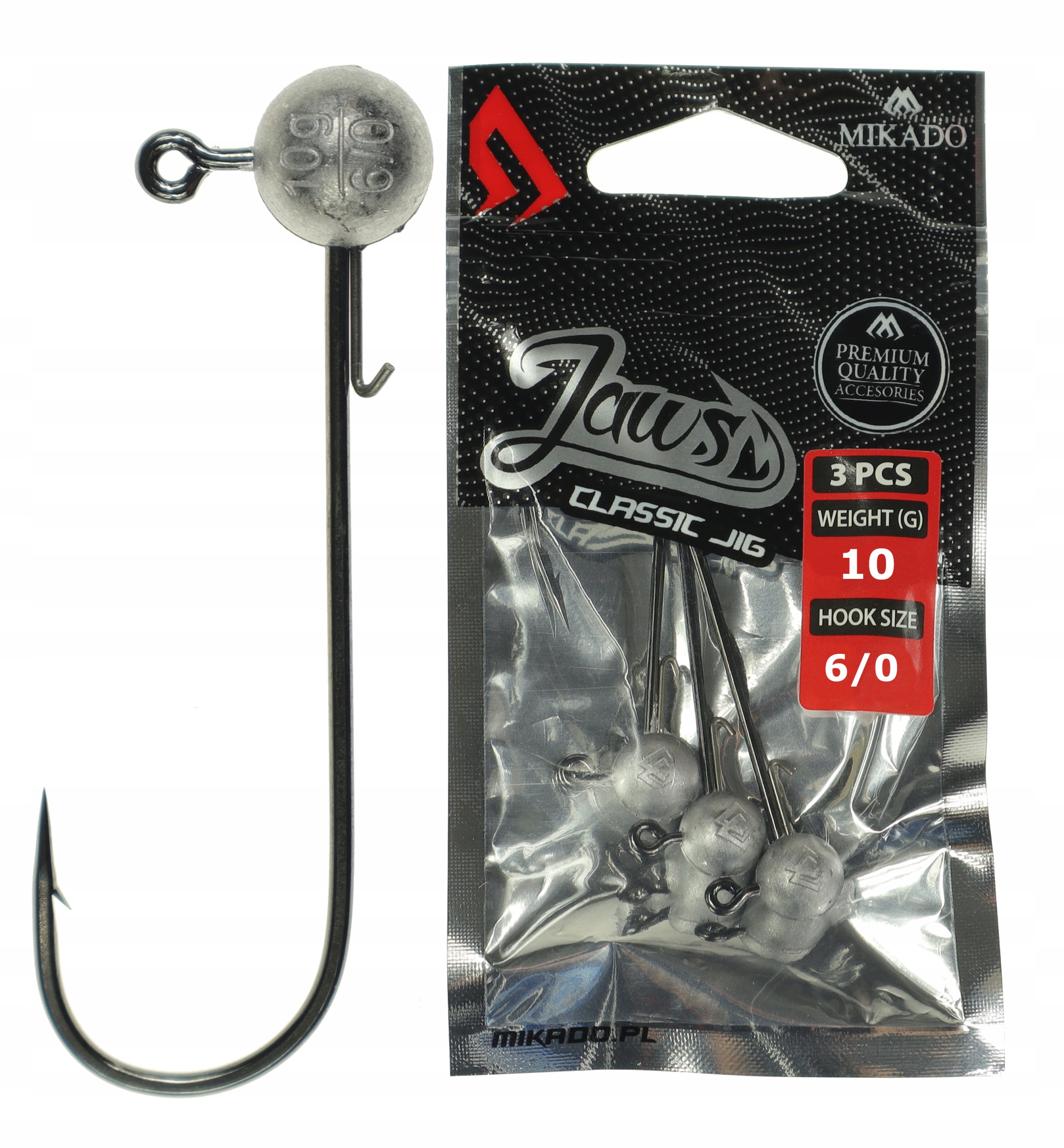 

Główki jigowe 10 g kuty hak 6/0 Mikado Jaws 3 szt