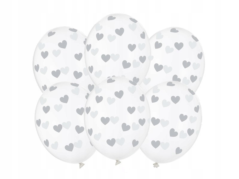 

Balony w srebrne serduszka przezroczyste 6 sztuk