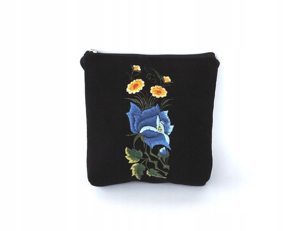 Malá psaníčko s rybářskou výšivkou (modrá růže se žlutými květy)