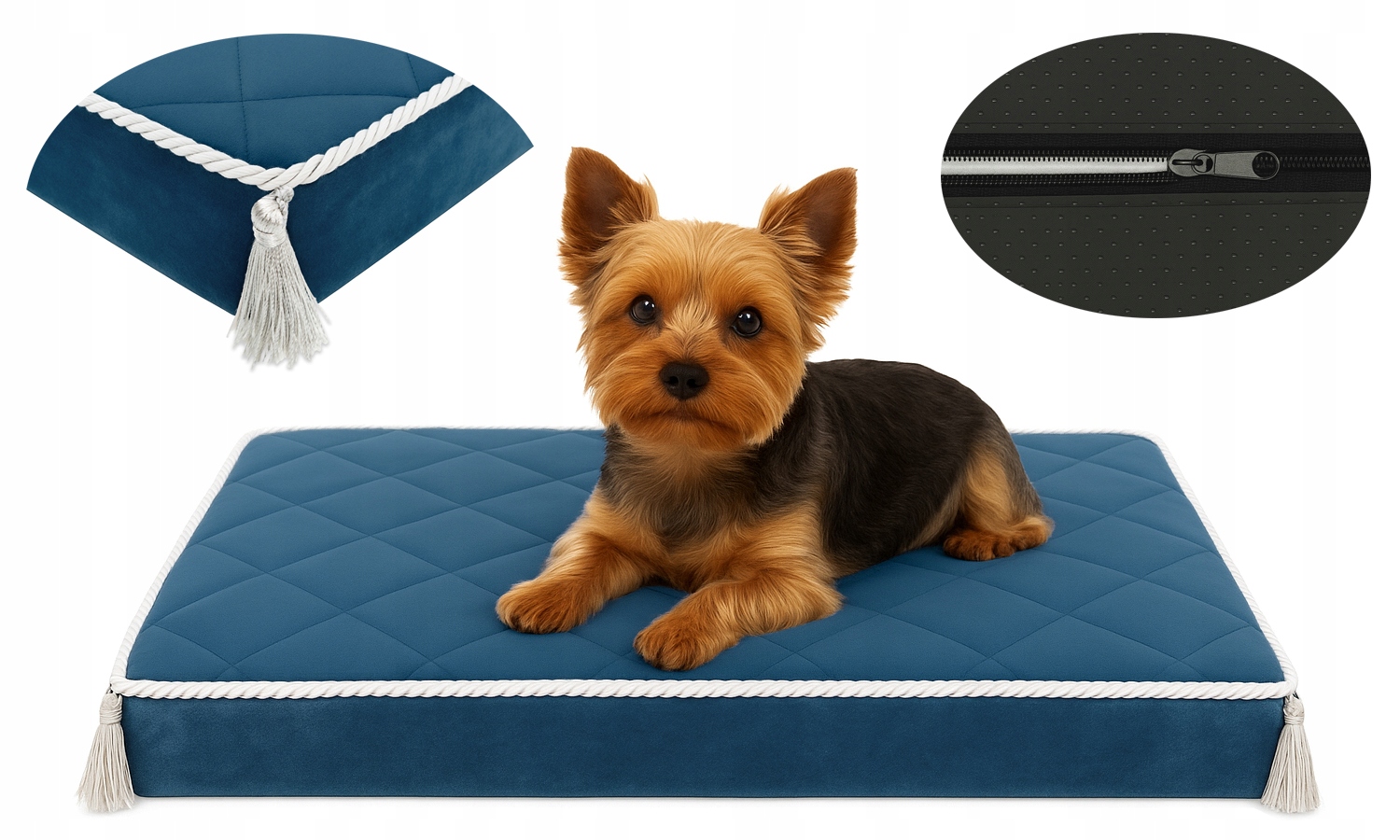 Levně Pelíšek Lehátko pro psa kočku pěnová matrace zámek 50x30 mořský