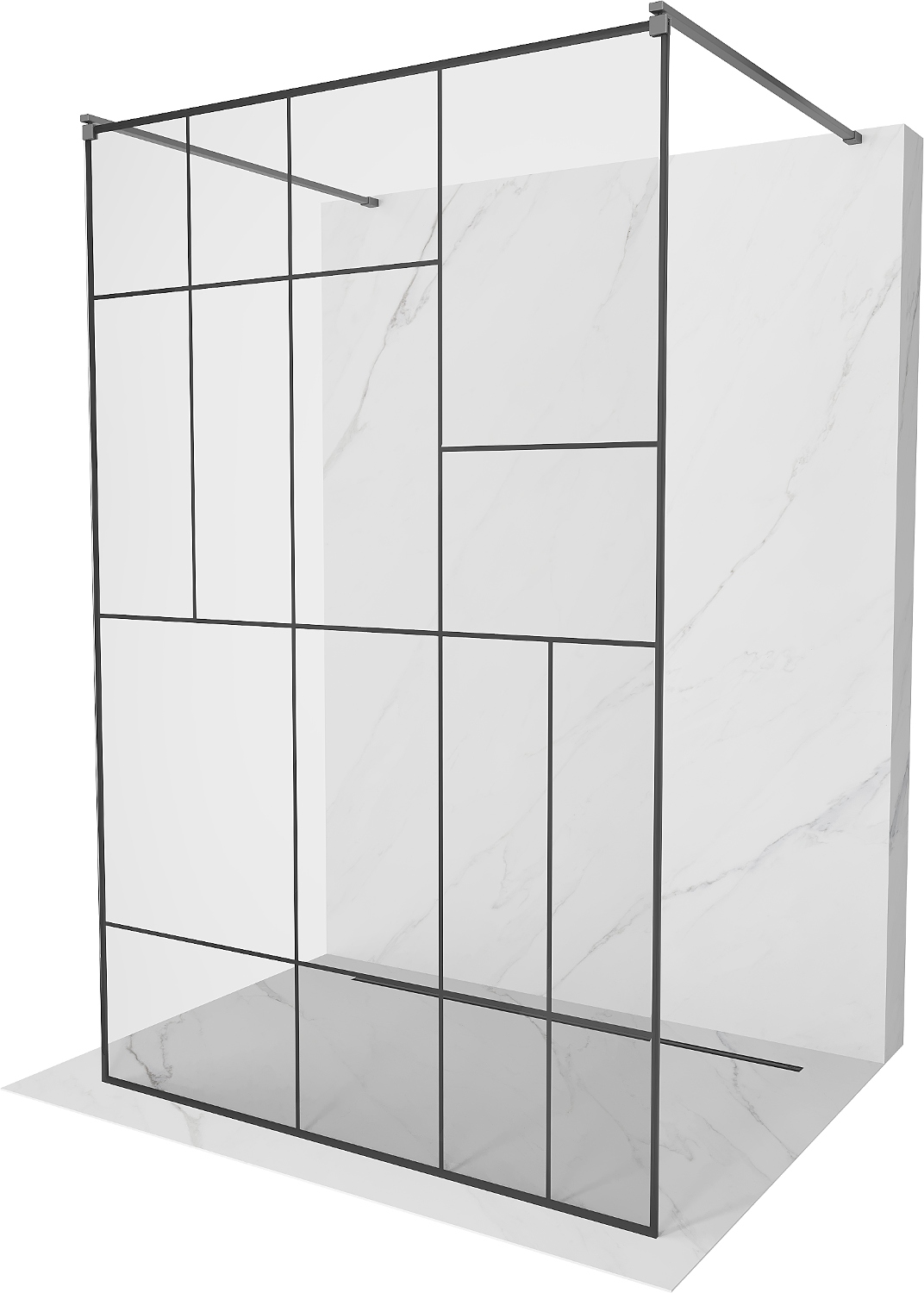 Mexen Kioto Sprchová Stěna 120x200 cm, Černý Vzor, 8 mm, Gun Metal