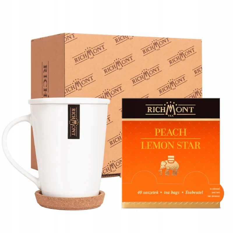 Herbatka Richmont Peach Lemon Star 40 szt porcelanowy zestaw do herbaty