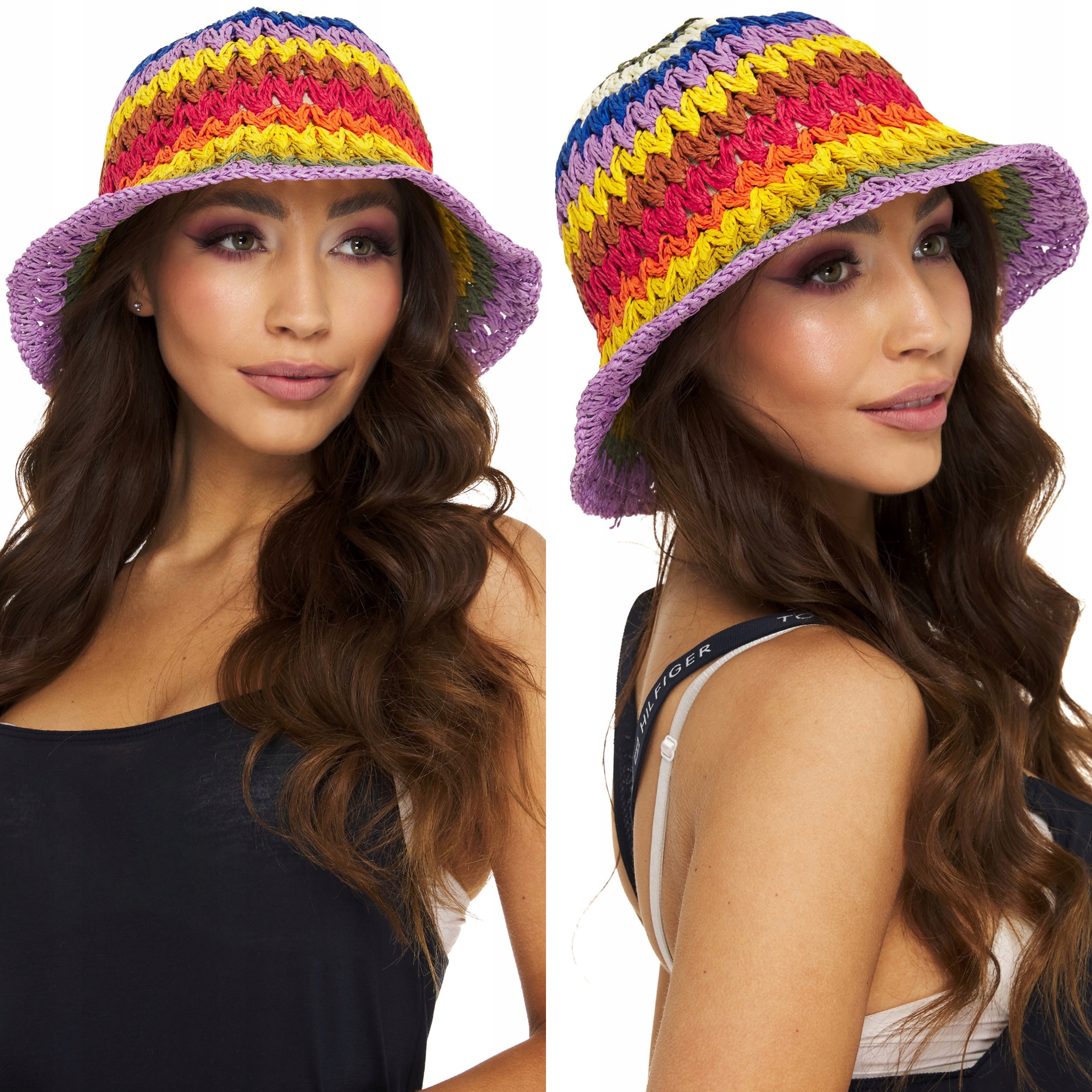 

Kapelusz Bucket Hat Słomkowy Eko Słomka multikolor