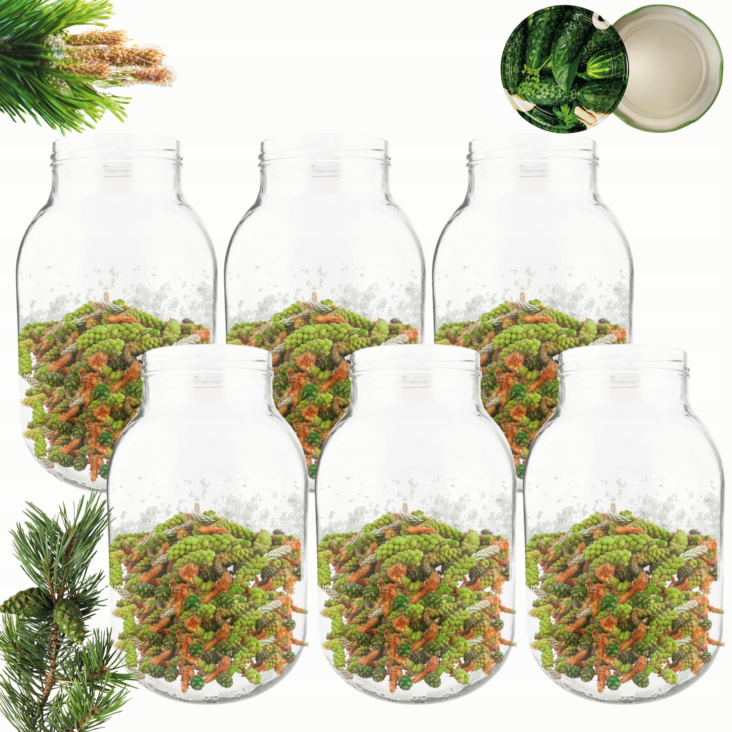 Sklenice 4000 ml 4 l na okurky, šťávy, cukety, houby, likéry 6 kpl, šroubovací víčka 100 mm