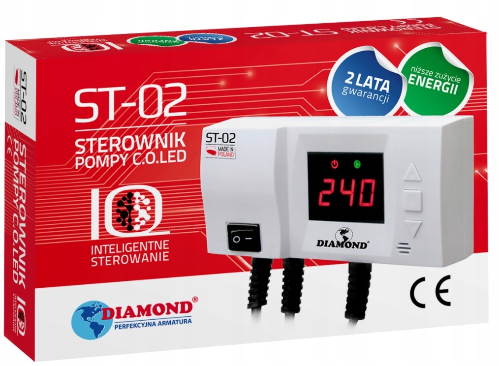 STEROWNIK POMPY PIECA KOTŁA C.O. DIAMOND ST-02 REGULATOR LED Kod producenta ST-02