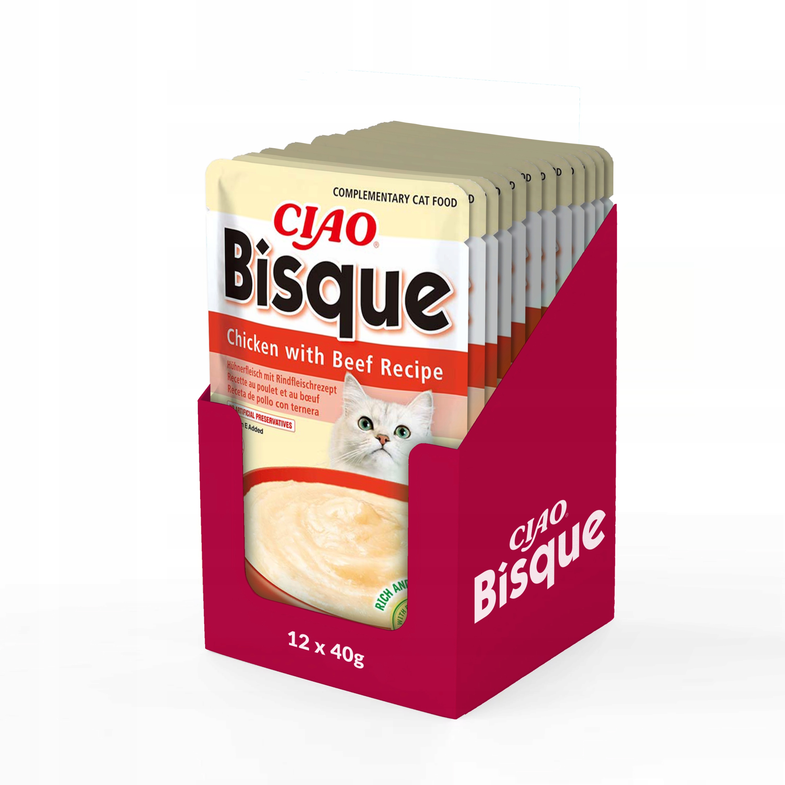 Levně Inaba Ciao Bisque hustá krémová kuřecí a hovězí polévka 40g Krmivo Pro Kočky