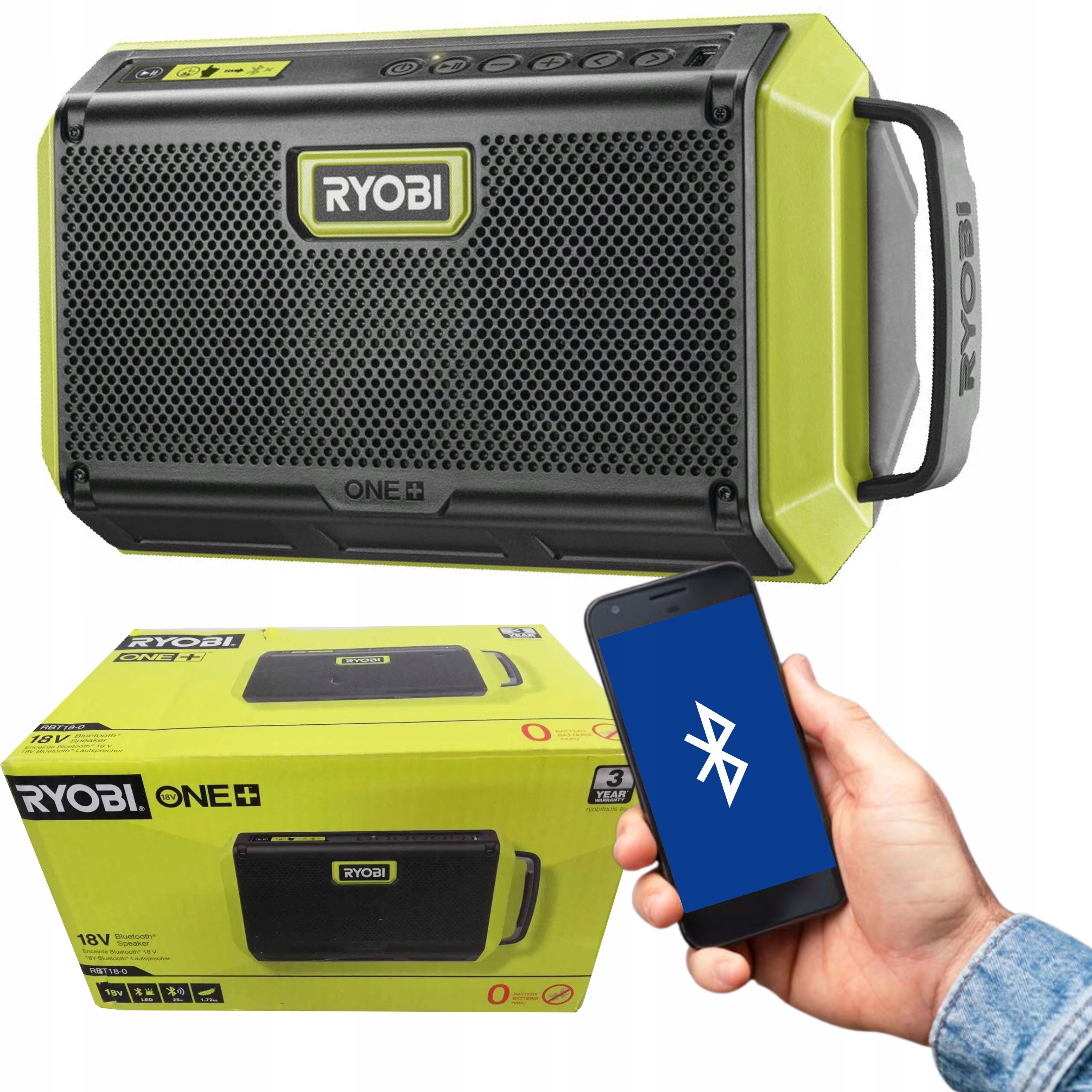 Ryobi Akumulátorový Reproduktor Bluetooth 18V 20W RBT18-0 Usb Solo One+