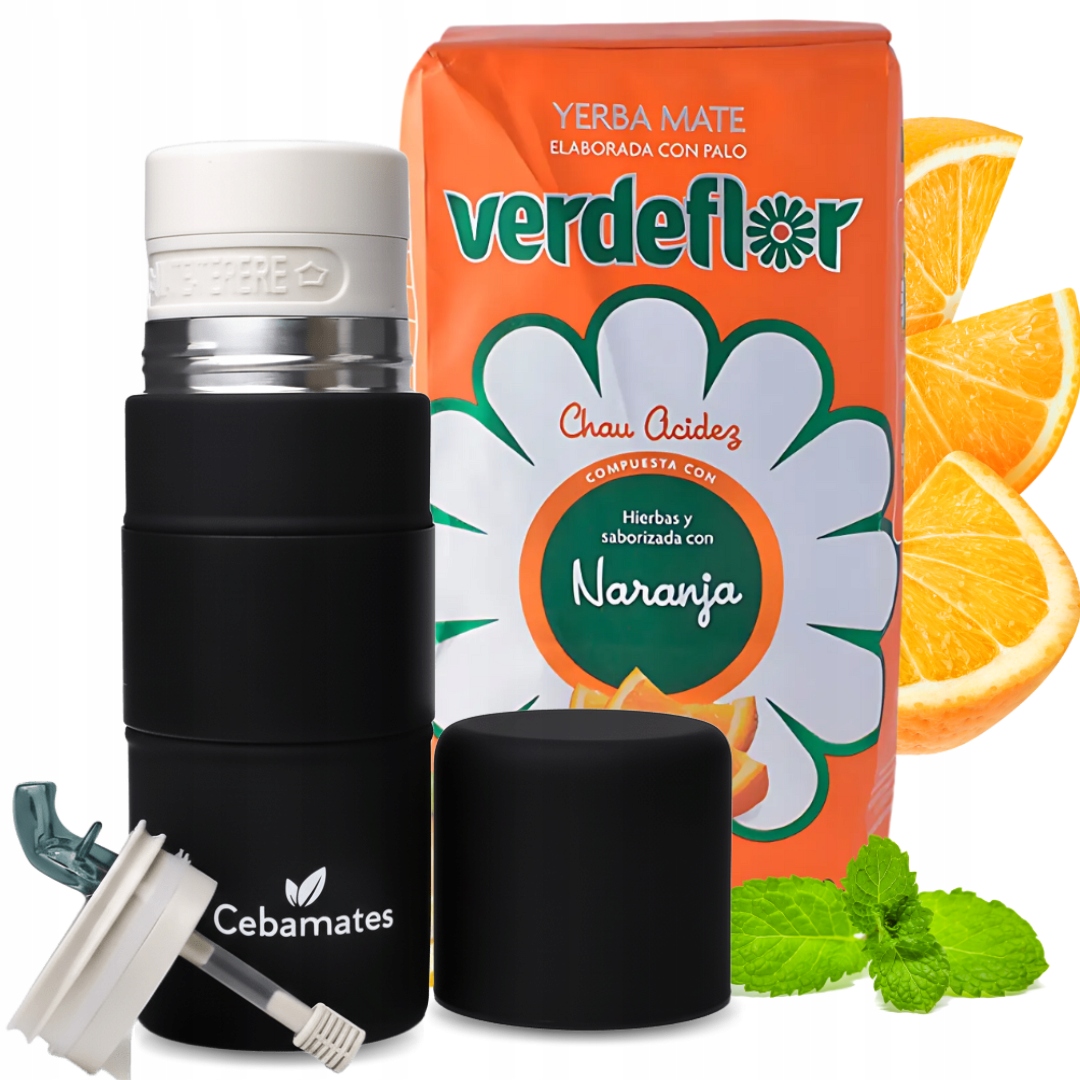 Levně Sada Yerba Mate Yerbomos 3v1 500 ml Pomerančová Naranja Verdeflor 500 g