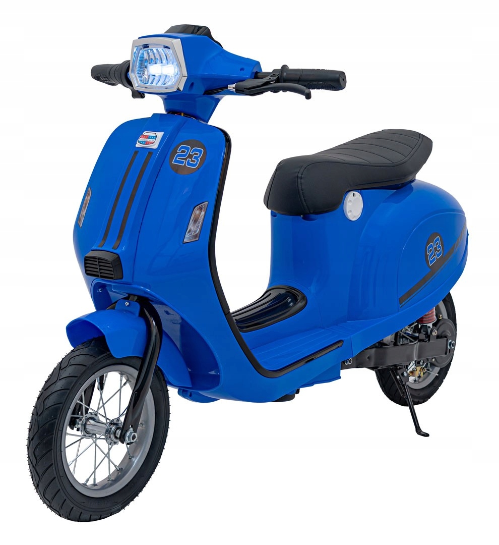 Duży Mocny Skuter Motor na aku dla dzieci 24v 350W Pompowane koła Retro Fm