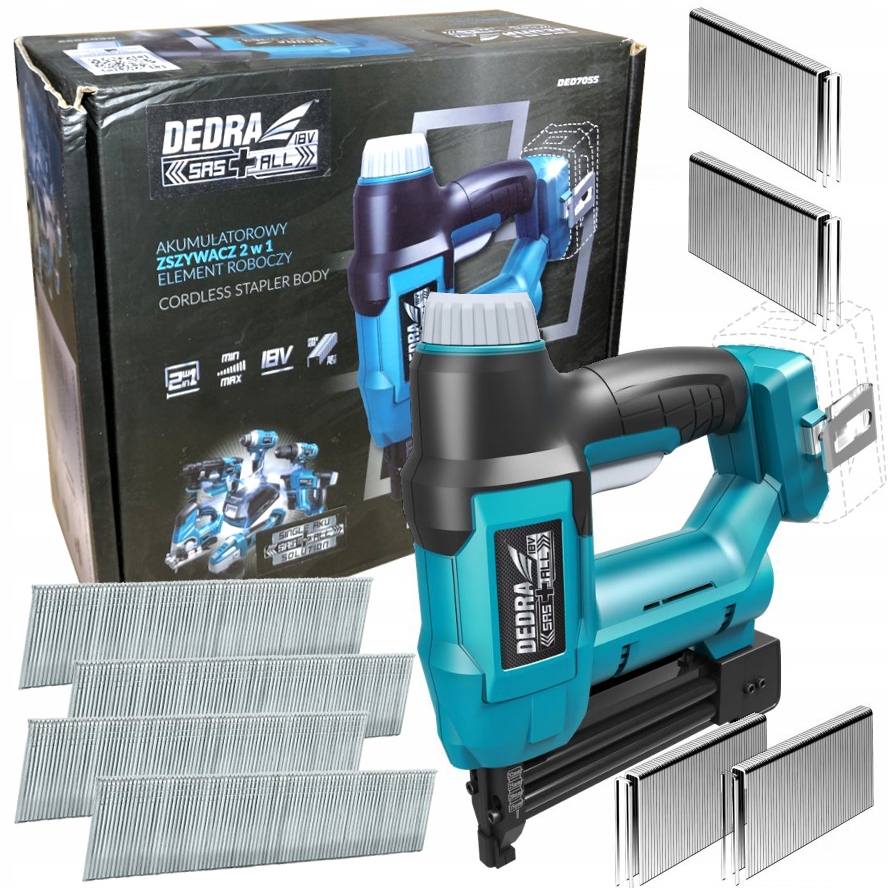 

Zszywacz Gwoździarka Aku 2w1 18V Sas+all DED7055