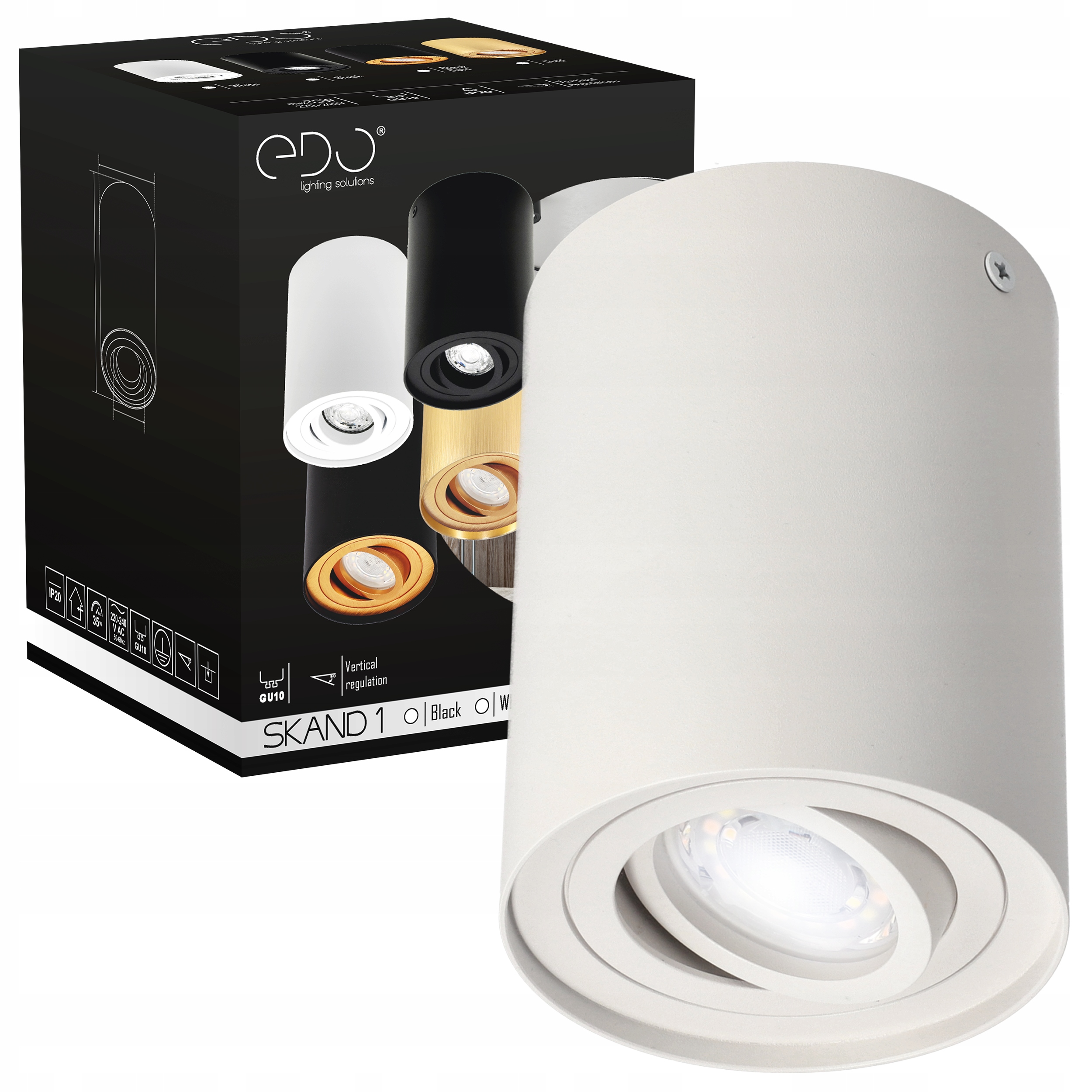 OPRAWA NATYNKOWA HALOGENOWA TUBA RUCHOMA GU10 BIAŁA EDO