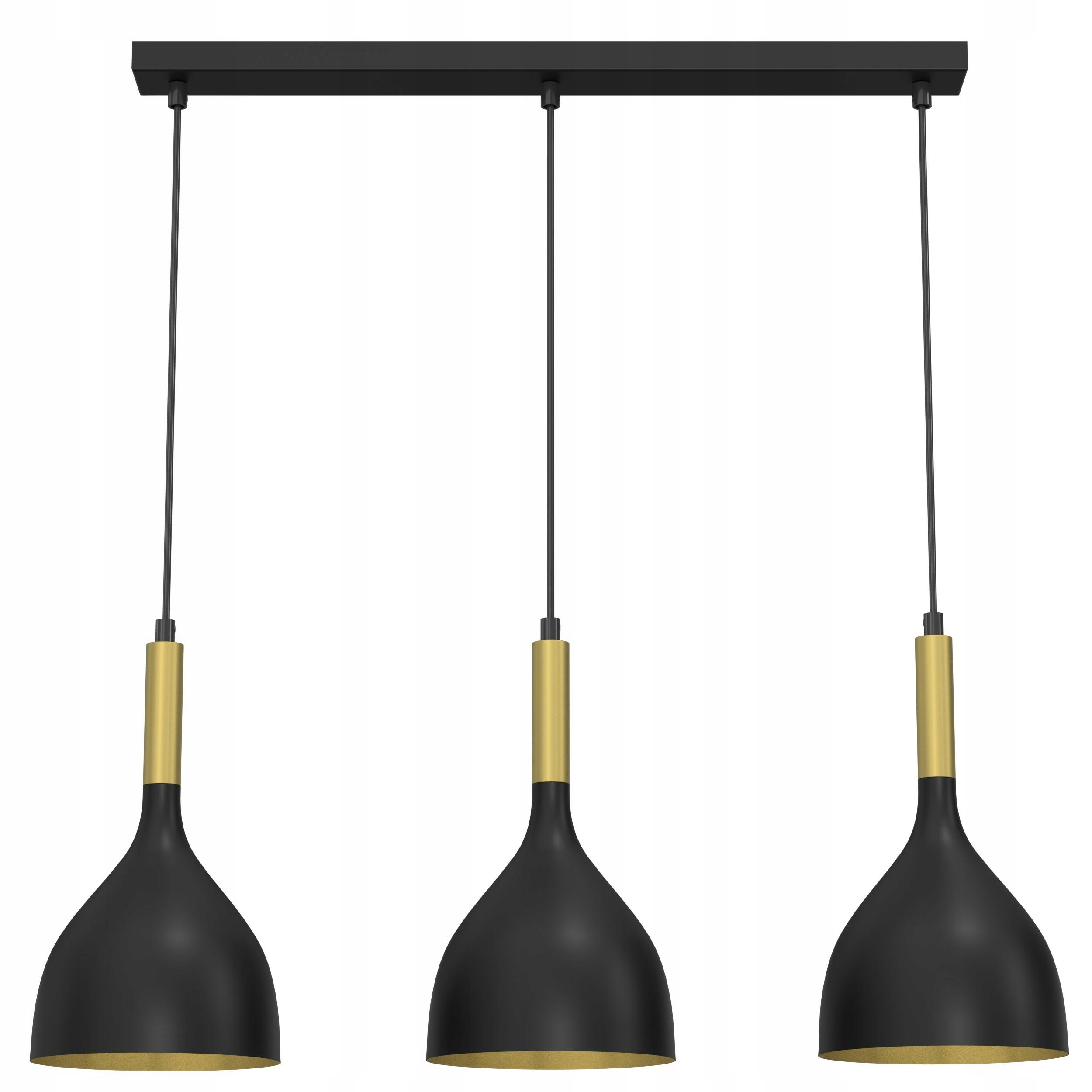 Závesná stropná lampa Noak čierna zlatá 3xE27 moderná do obývačky