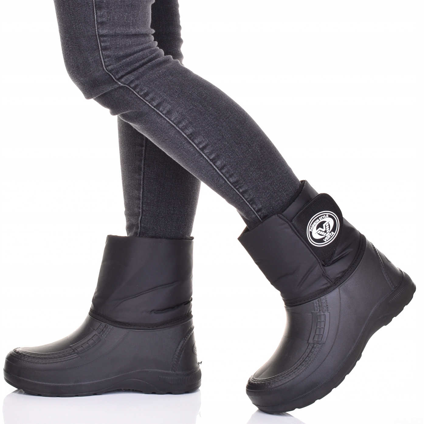 KALOSZE DAMSKIE Z OCIEPLACZEM PIANKI LEKKIE CIEPŁE BUTY ZIMOWE NA RZEP Marka inna