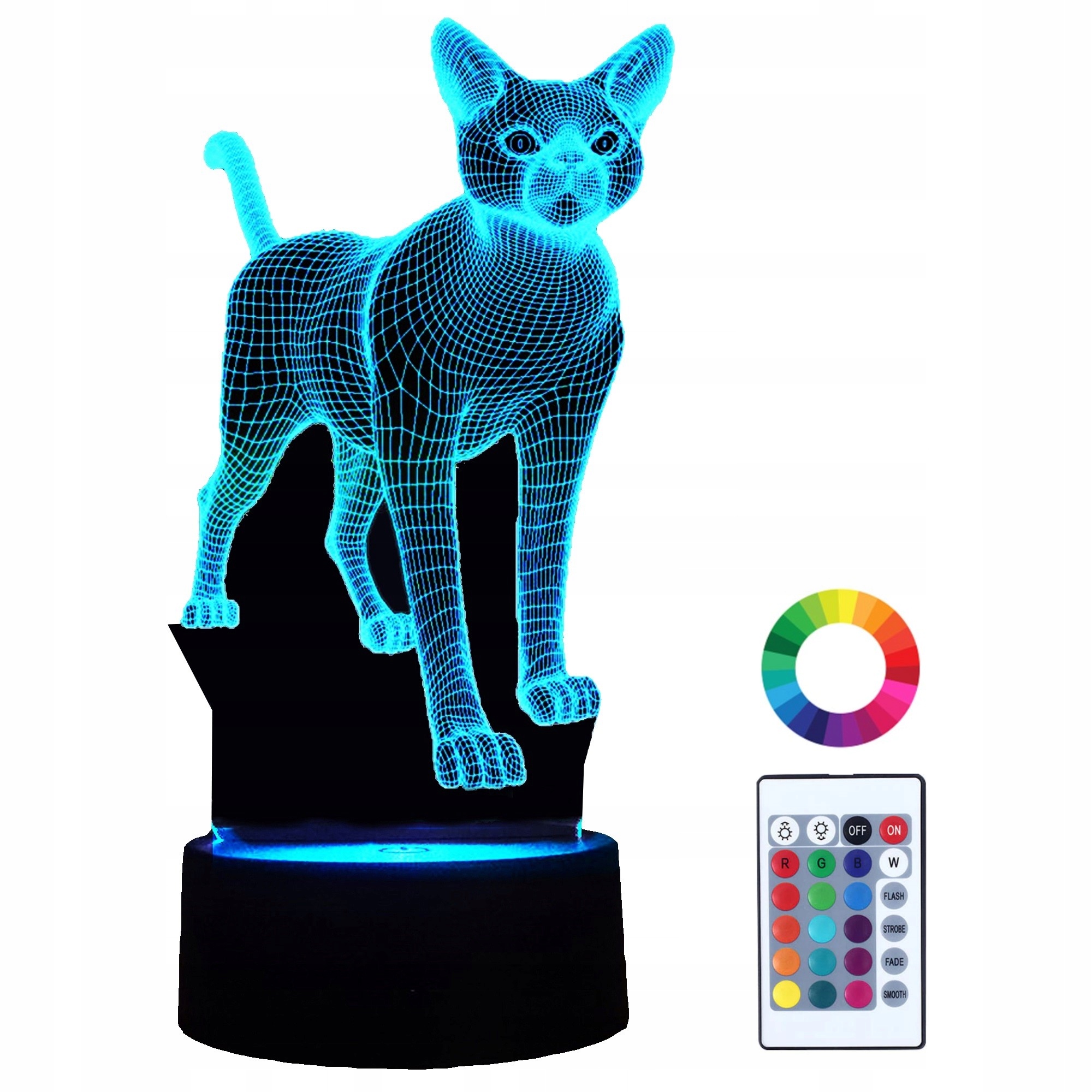 

Lampka Nocna z Imieniem Kotek 3D Led Imię Grawer